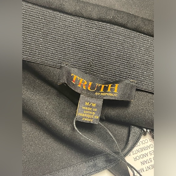 TRUTH By REPUBLIC WIDE LEGS PANTS FAUX SUEDE WOMEN BLACK ELASTIC WAIST  SIZE M - Picture 11 of 14